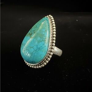 Adidas Turquoise Teardrop Ring with sterling Silver‎ Accents